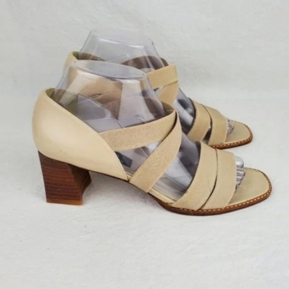 Stuart Weitzman cream strapy heel sandals leather sole size 7.5 - Picture 3 of 11